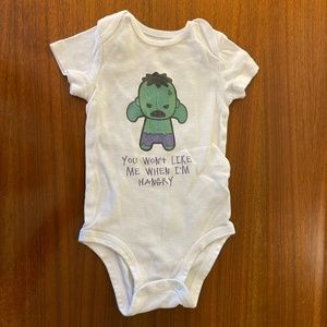 Hungry Hulk Baby Onsie, 3-6 mos